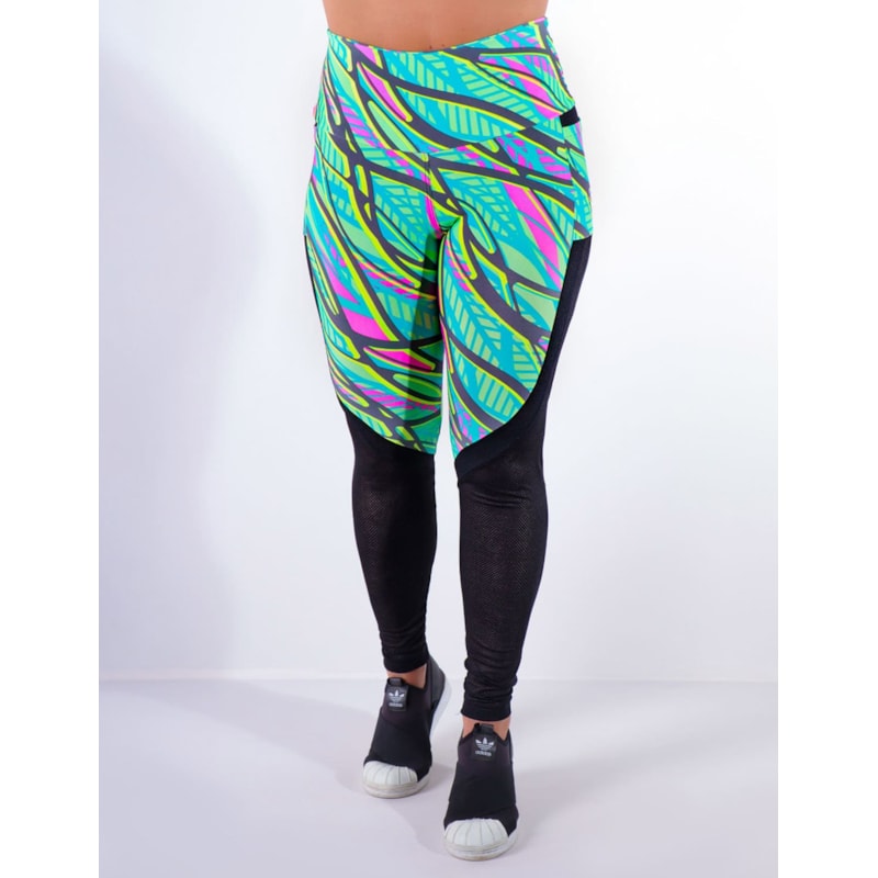 Calça Legging Estampada com Bolsos e Tela | Ref: 4.4.4170-3190