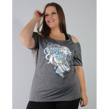 Blusa Plus Size em Dry Fit Mescla com Estampa | Ref: 4.4.1751STRONG-03