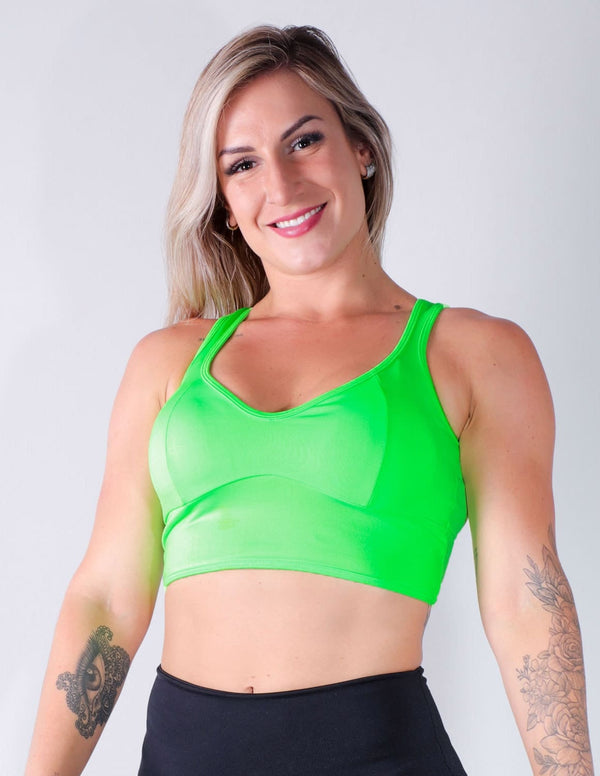 Cropped Fitness Verde neon com Bojo Removível | Ref: 4.4.4167-32-VERDE NEON