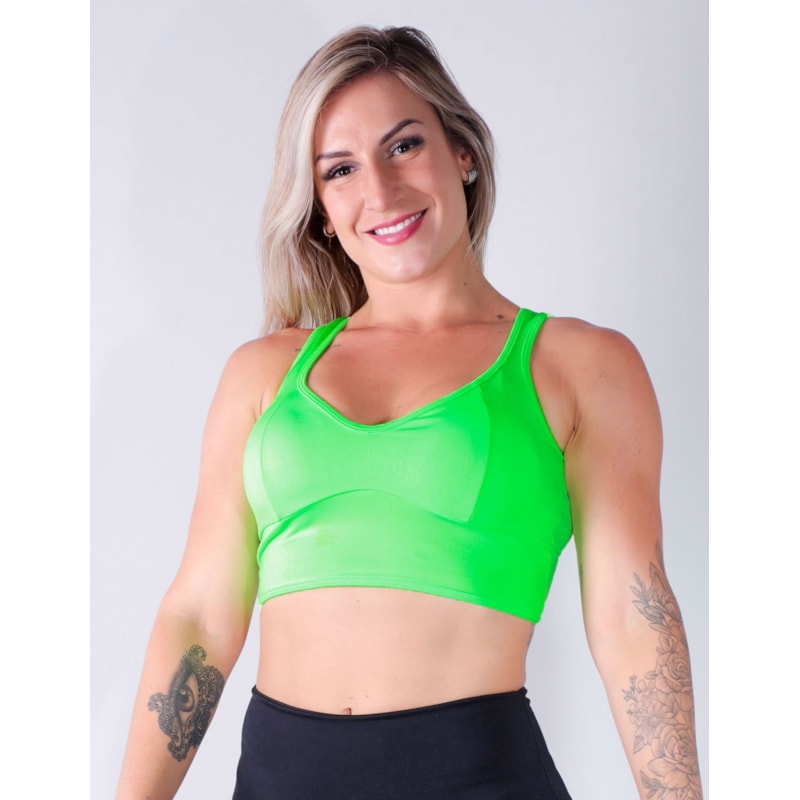 Cropped Fitness Verde neon com Bojo Removível | Ref: 4.4.4167-32-VERDE NEON