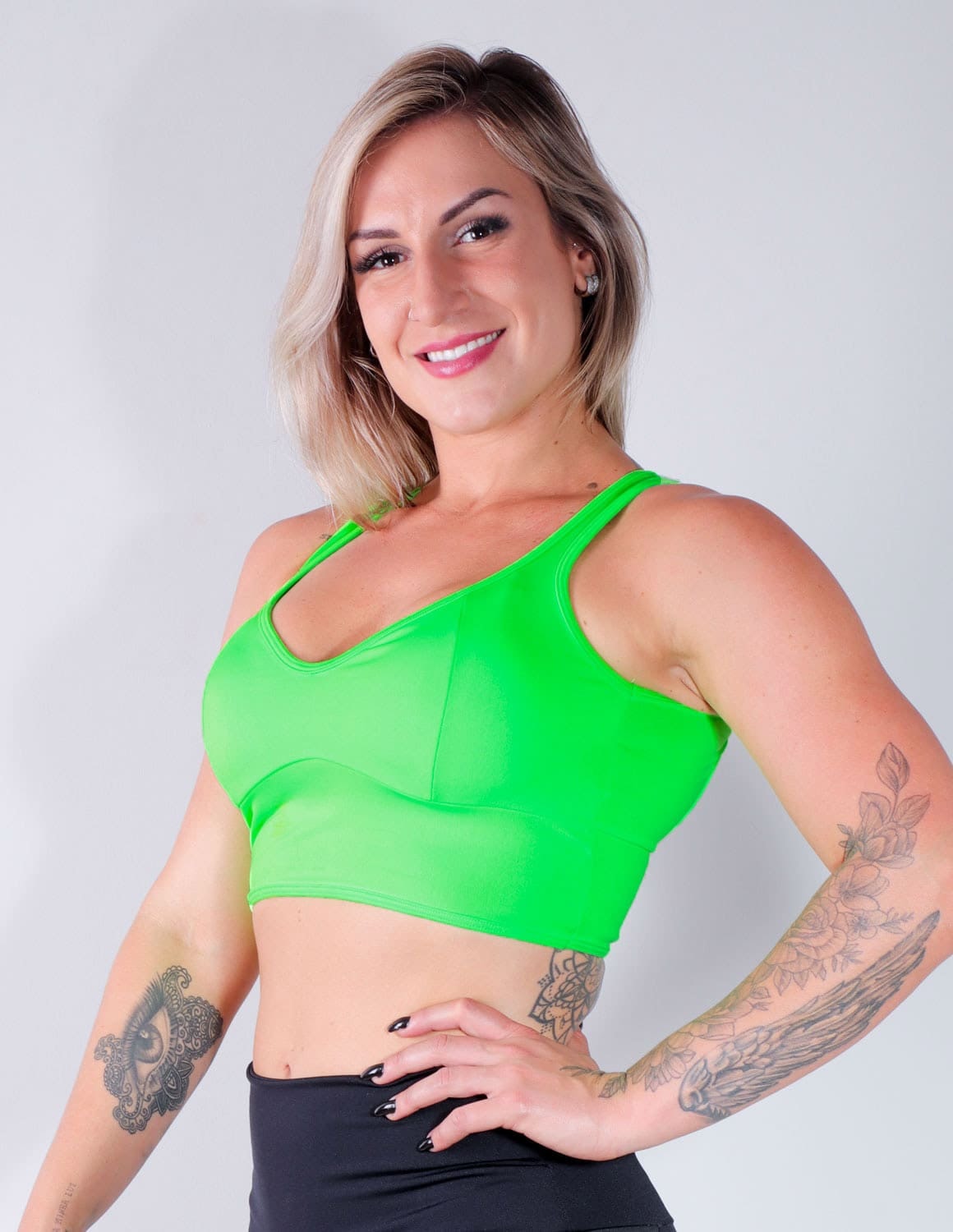 Cropped Fitness Verde neon com Bojo Removível | Ref: 4.4.4167-32-VERDE NEON
