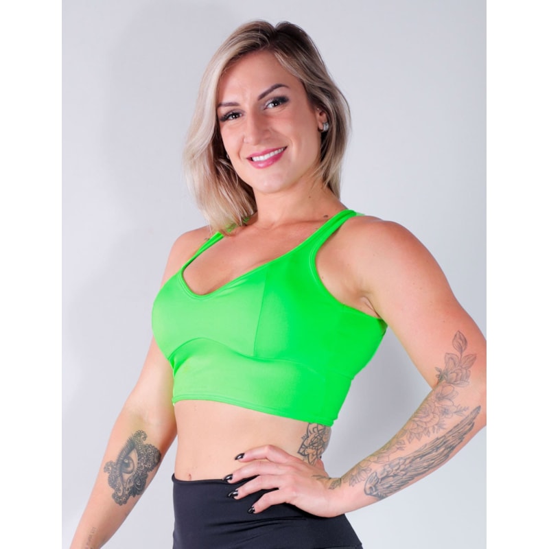 Cropped Fitness Verde neon com Bojo Removível | Ref: 4.4.4167-32-VERDE NEON
