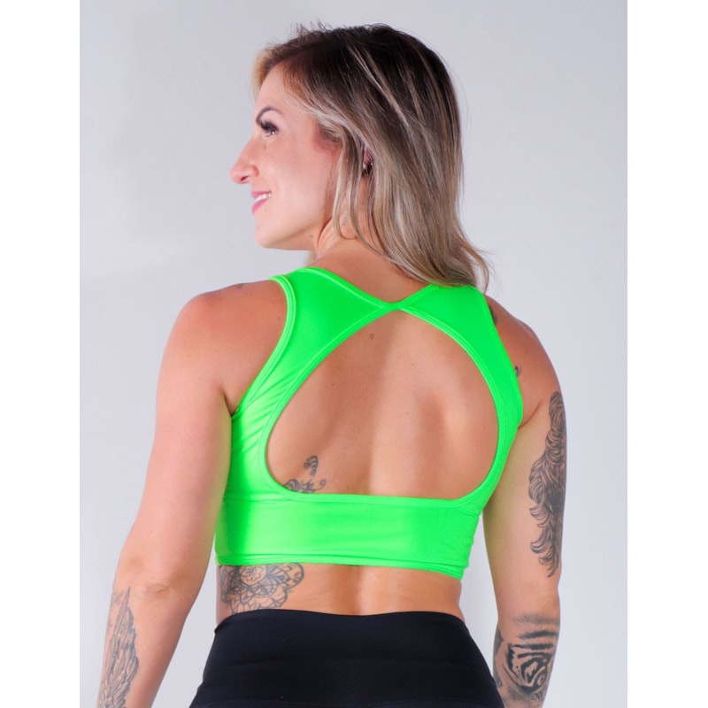 Cropped Fitness Verde neon com Bojo Removível | Ref: 4.4.4167-32-VERDE NEON