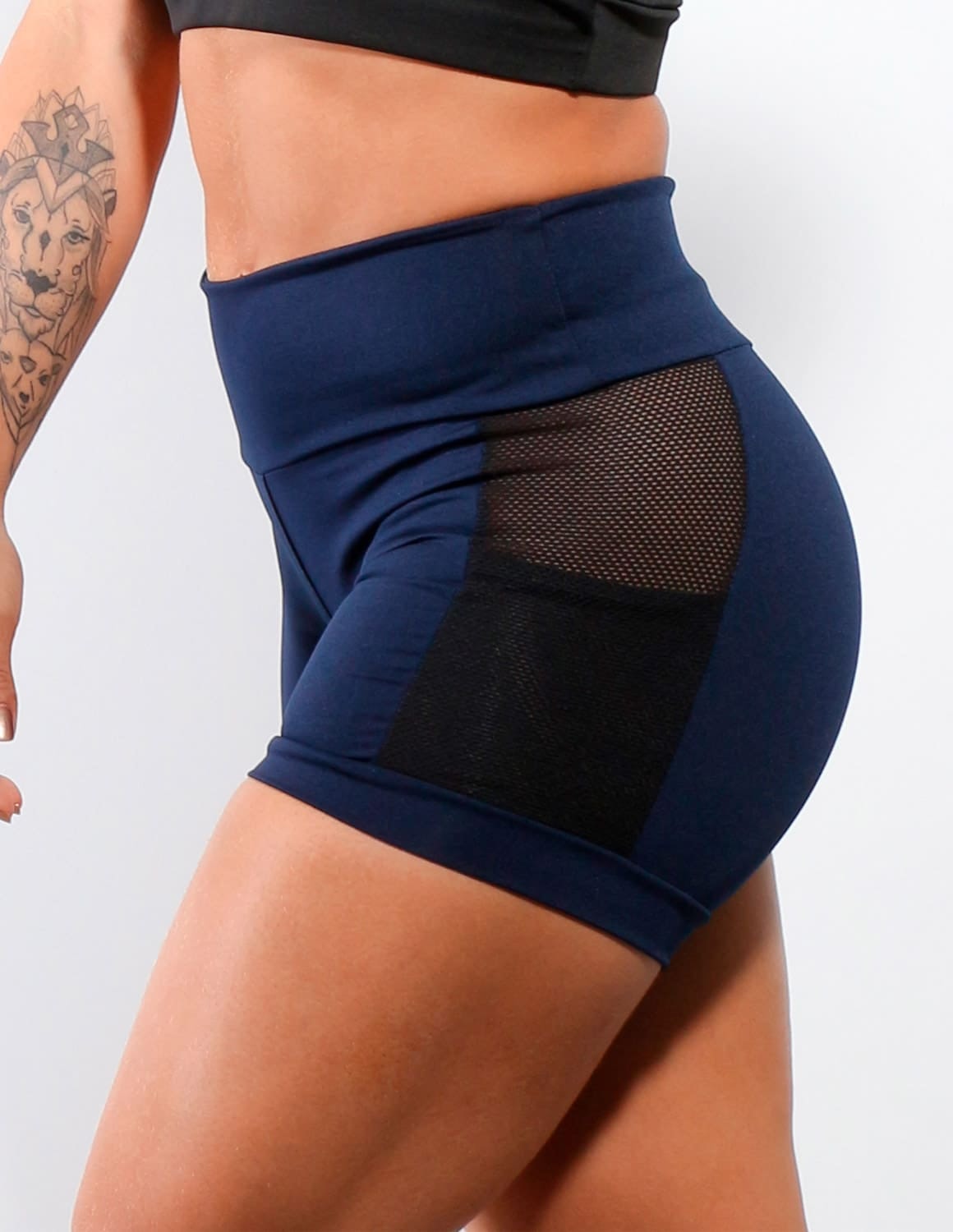 Shortinho Fitness Azul Marinho com Tela e Bolsos | Ref: 4.4.4207-18
