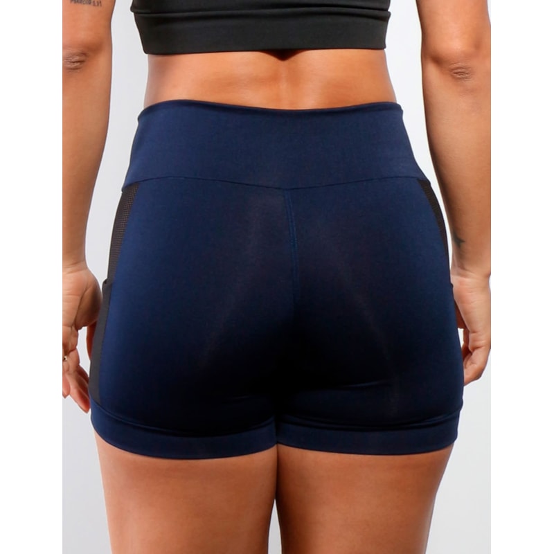 Shortinho Fitness Azul Marinho com Tela e Bolsos | Ref: 4.4.4207-18