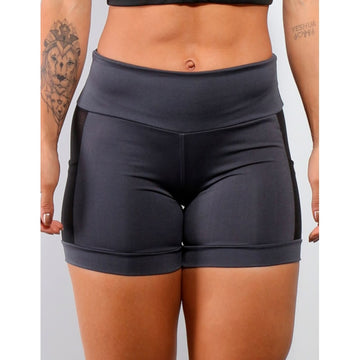 Short Feminino Grafite com Tela e Bolsos | Ref: 4.4.4207-28