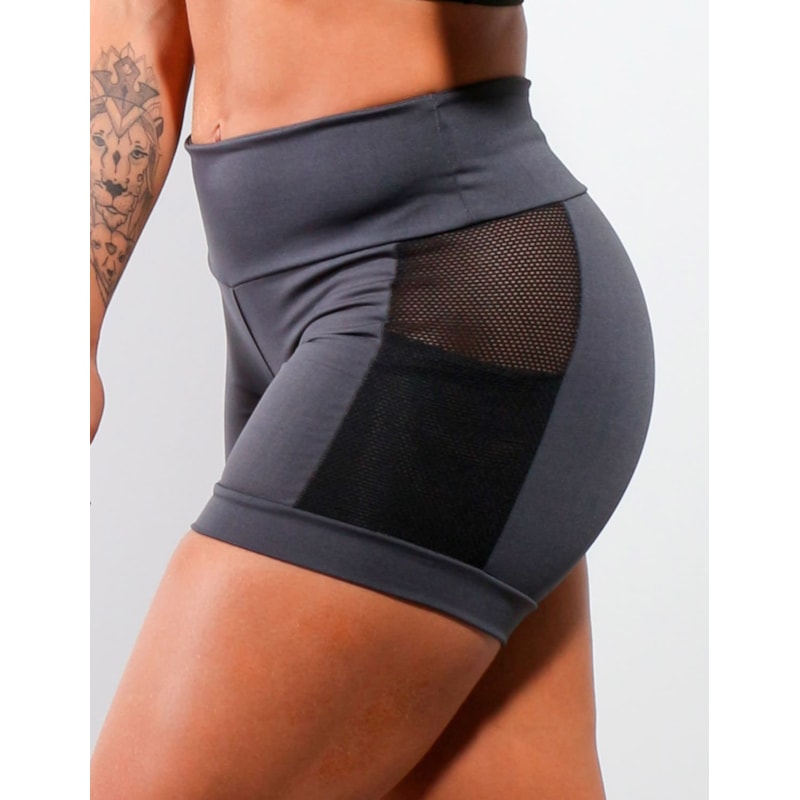 Short Feminino Grafite com Tela e Bolsos | Ref: 4.4.4207-28