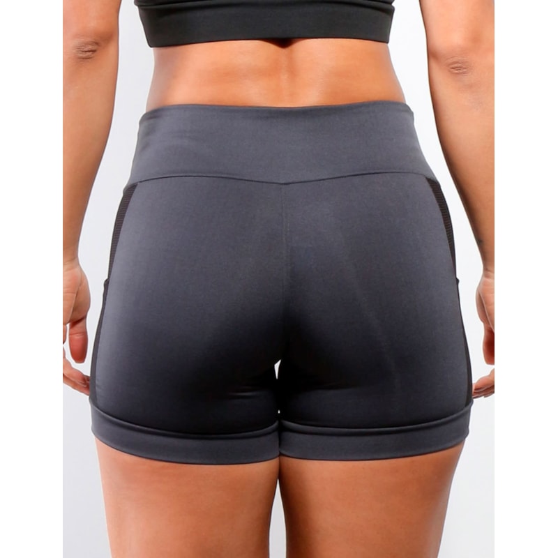 Short Feminino Grafite com Tela e Bolsos | Ref: 4.4.4207-28