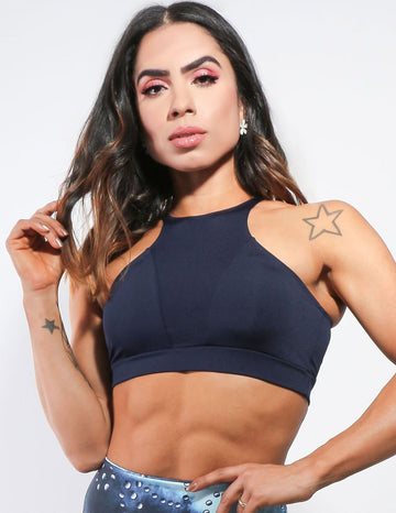 Cropped Feminino Azul Marinho sem Bojo | Ref: 4.4.1819-18