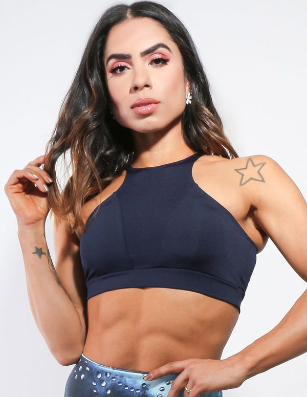 Cropped Feminino Azul Marinho sem Bojo | Ref: 4.4.1819-18