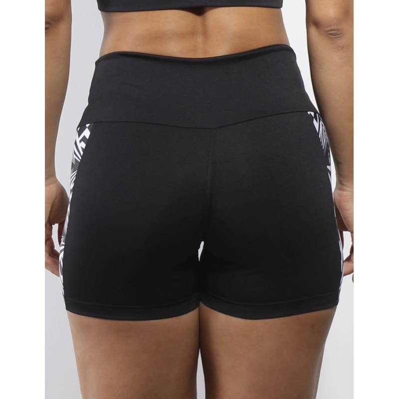 Short Preto com Recortes em Cirrê Estampado | Ref: 4.4.4165-3102
