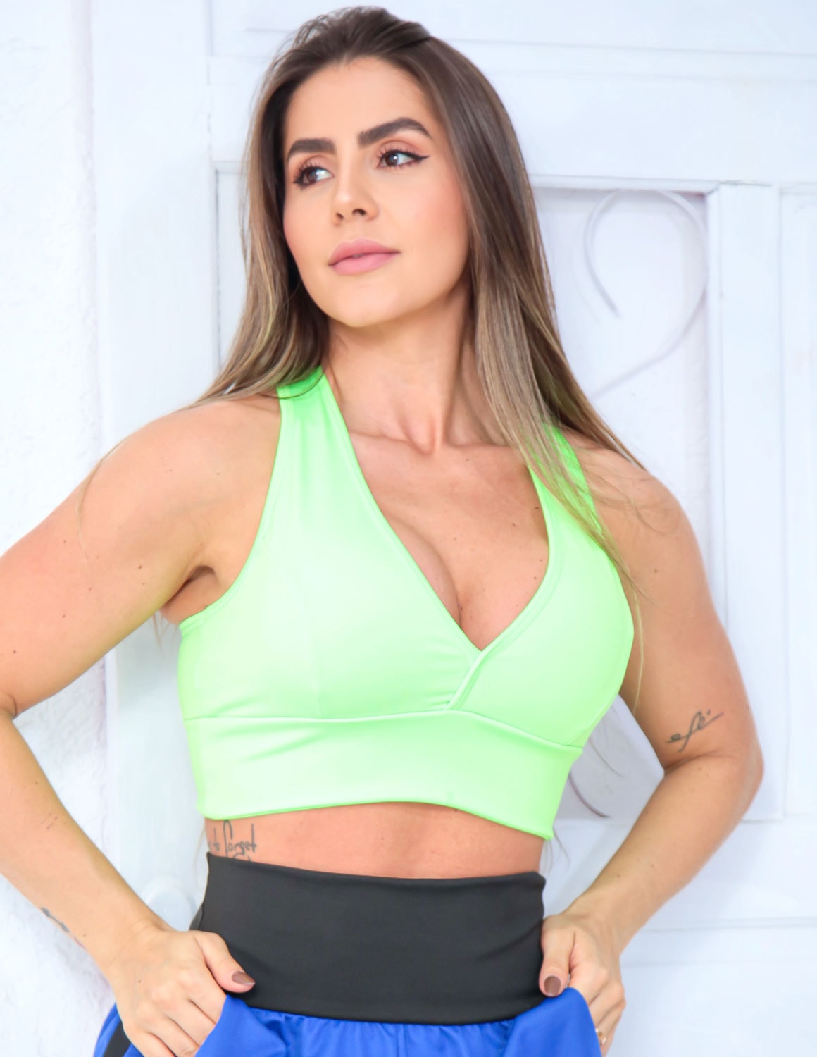 Cropped Fitmoda Verde Neon Com Bojo Removível | Ref: 4.4.1820-32
