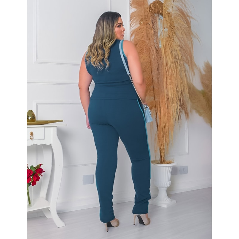 Conjunto em Crepe de Alfaiataria Feminino com Calça e Blusa | Ref: RCJ08-3038