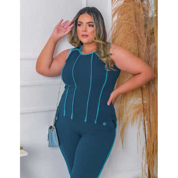 Conjunto em Crepe de Alfaiataria Feminino com Calça e Blusa | Ref: RCJ08-3038