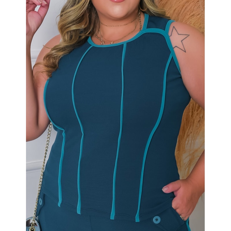Conjunto em Crepe de Alfaiataria Feminino com Calça e Blusa | Ref: RCJ08-3038