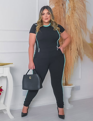 Conjunto Feminino em Crepe de Alfaiataria com Calça e Blusa Plus Size | Ref: PRCJ02-0151