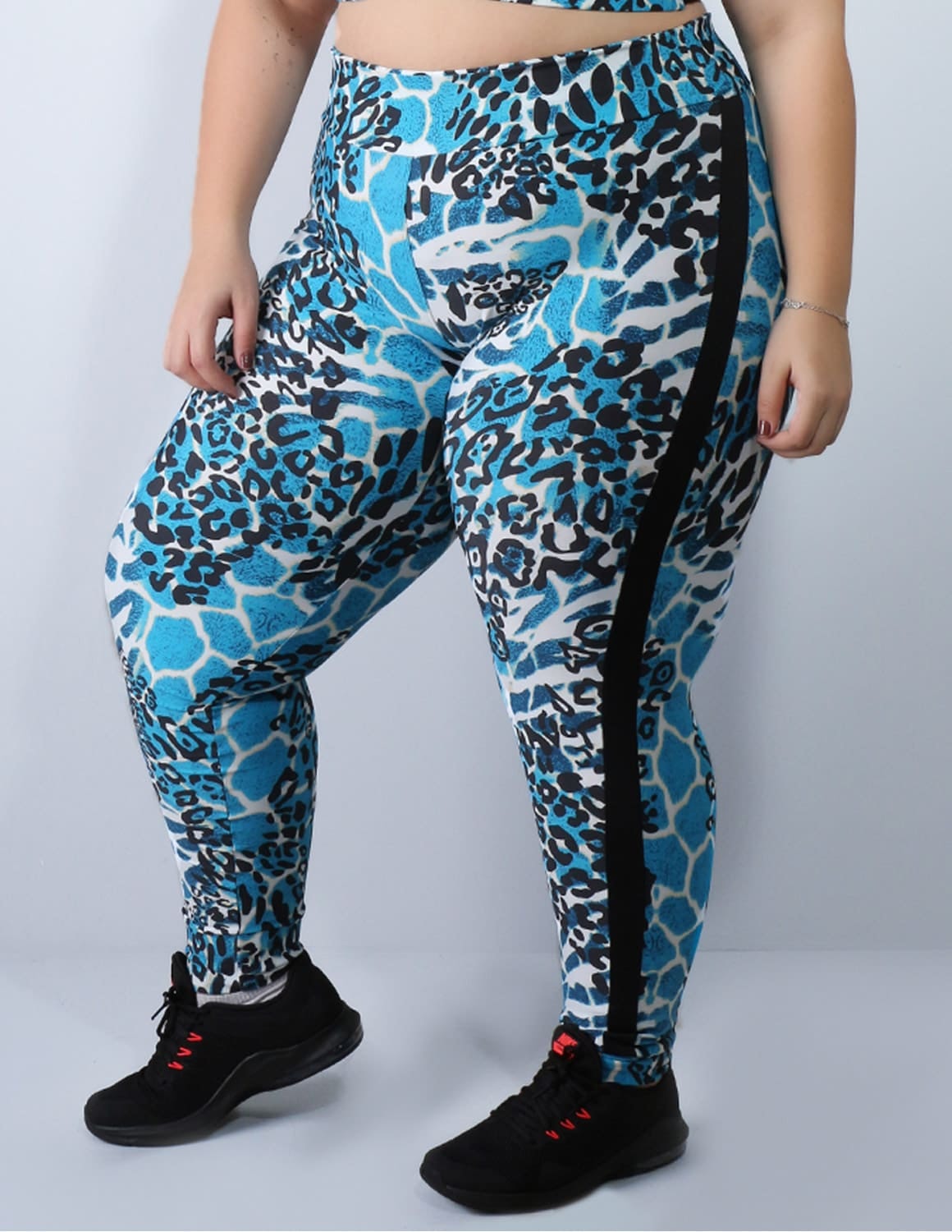 Calça Fitness Feminina Plus Size Estampada com Recortes | Ref: 4.4.4151-3093