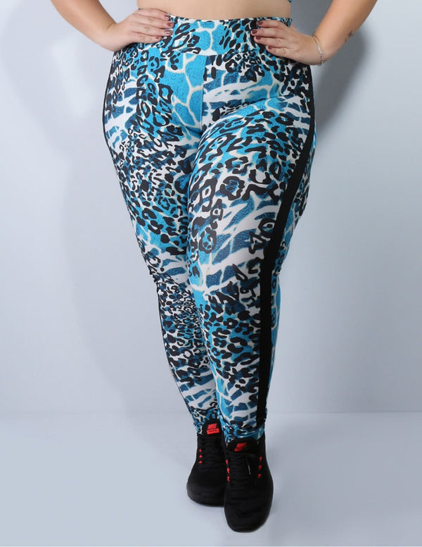 Calça Fitness Feminina Plus Size Estampada com Recortes | Ref: 4.4.4151-3093