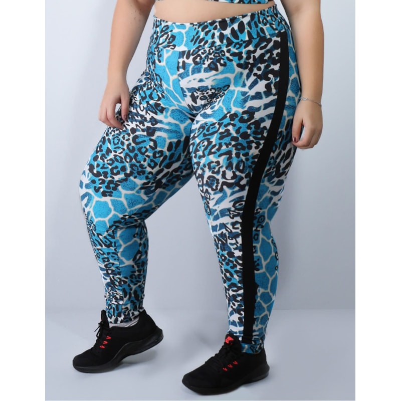 Calça Fitness Feminina Plus Size Estampada com Recortes | Ref: 4.4.4151-3093