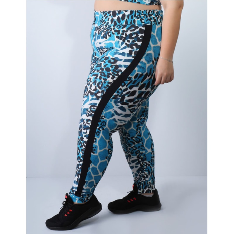 Calça Fitness Feminina Plus Size Estampada com Recortes | Ref: 4.4.4151-3093