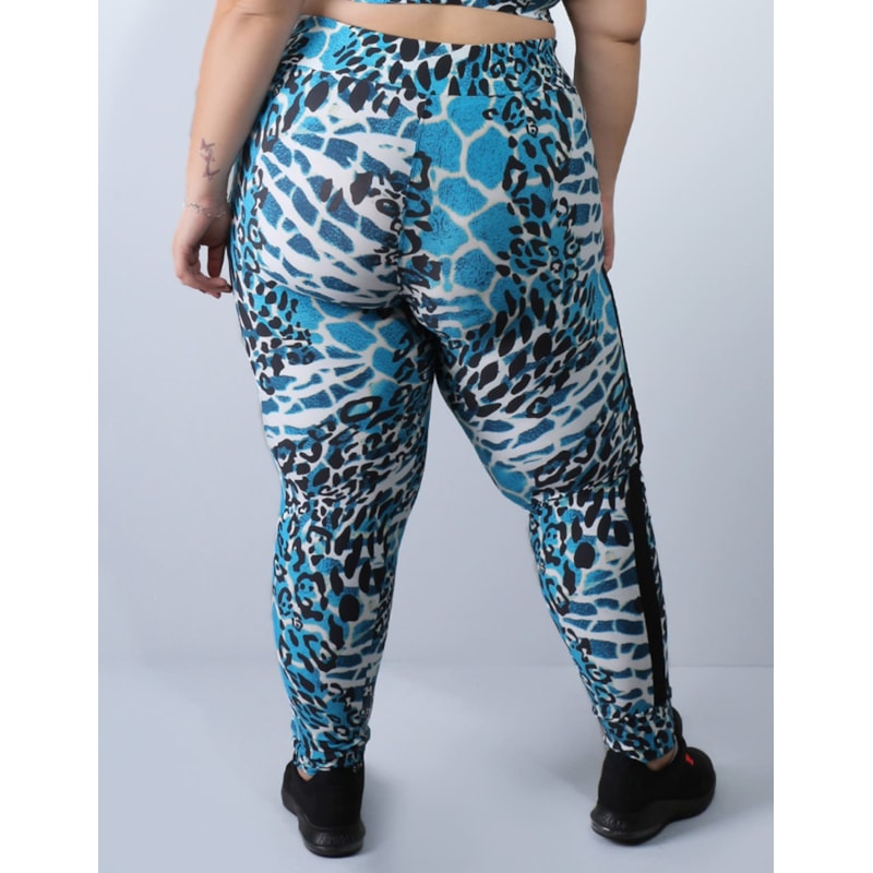 Calça Fitness Feminina Plus Size Estampada com Recortes | Ref: 4.4.4151-3093