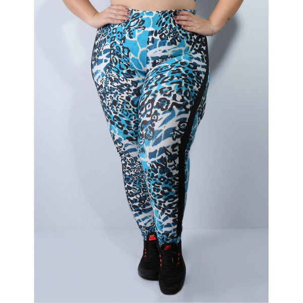 Calça Fitness Feminina Plus Size Estampada com Recortes | Ref: 4.4.4151-3093