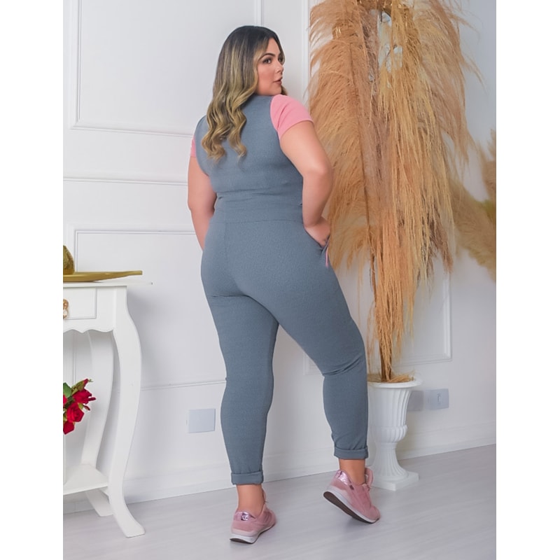 Conjunto com Calça e Blusa em Crepe de Alfaiataria | Ref: RCJ03-0319