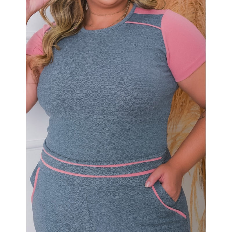Conjunto com Calça e Blusa em Crepe de Alfaiataria | Ref: RCJ03-0319