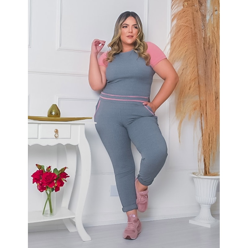 Conjunto com Calça e Blusa em Crepe de Alfaiataria | Ref: RCJ03-0319