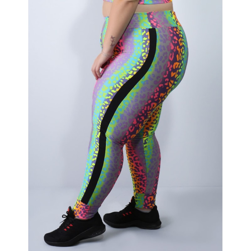 Calça Fitness Plus Size Estampada com Recortes Laterais | Ref: 4.4.4151-3092