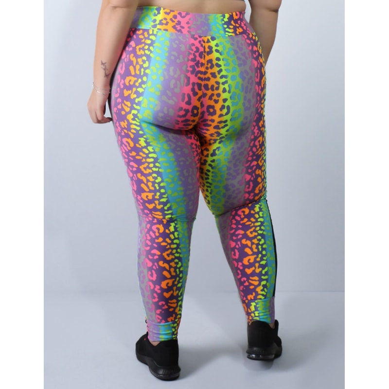Calça Fitness Plus Size Estampada com Recortes Laterais | Ref: 4.4.4151-3092