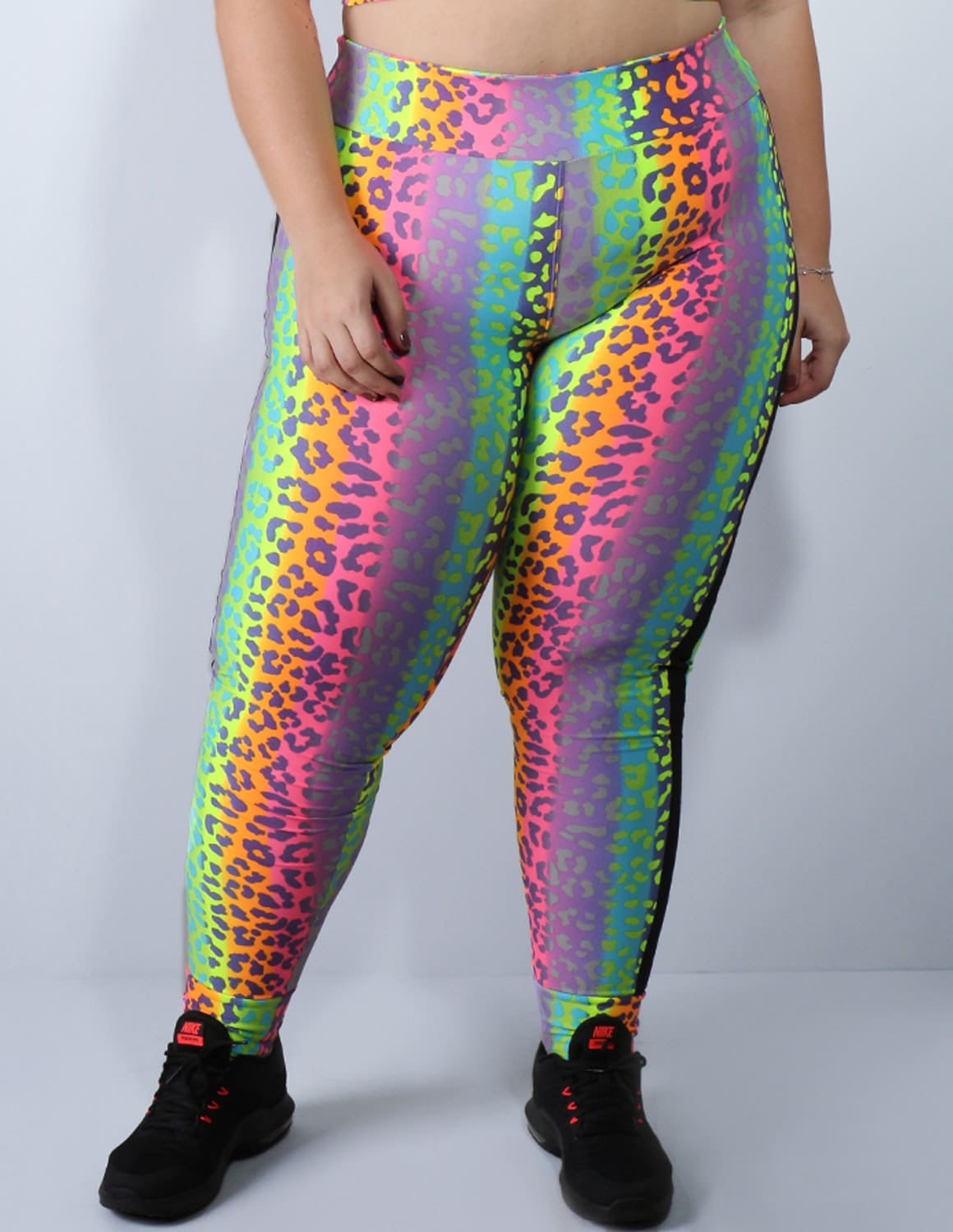 Calça Fitness Plus Size Estampada com Recortes Laterais | Ref: 4.4.4151-3092
