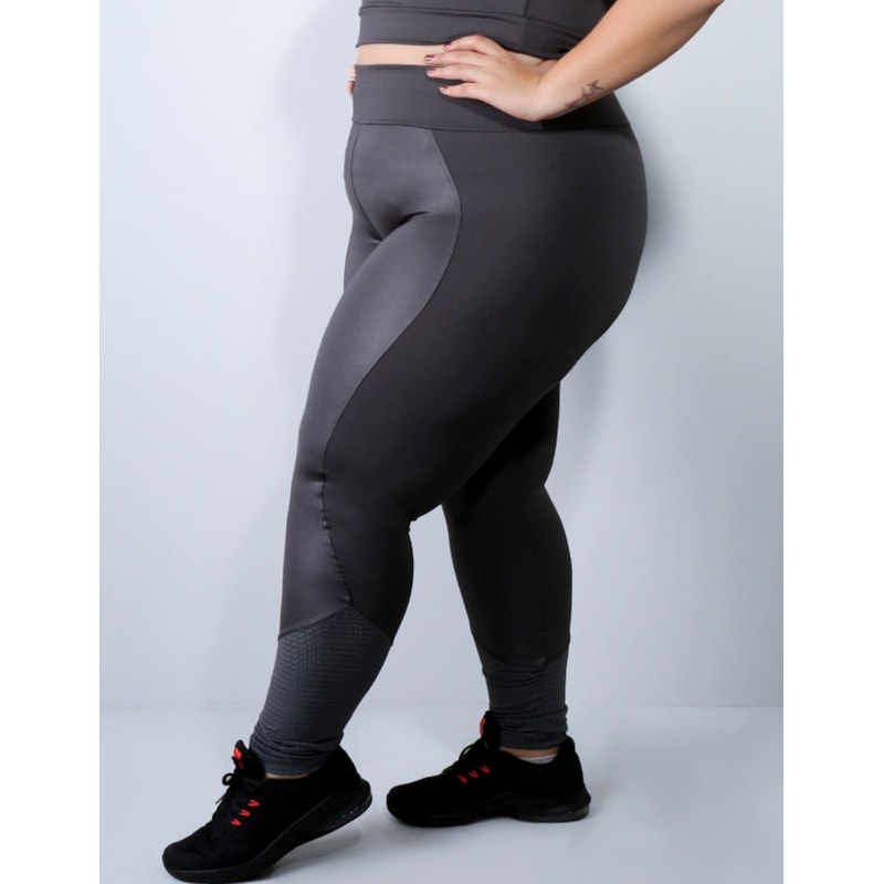 Calça Grafite Plus Size com Tela e Cirrê | Ref: 4.4.4136-28