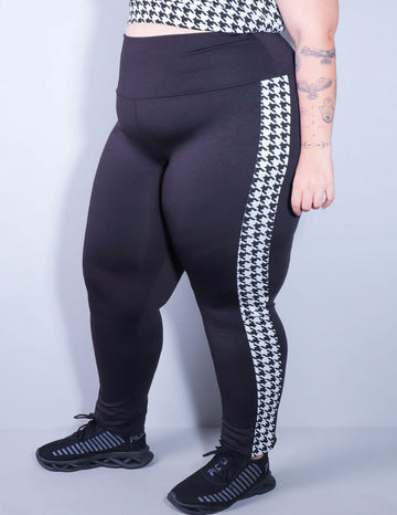 Calça Plus Size Preta com Recortes Laterais em Jacquard | Ref: 4.4.4308-3236