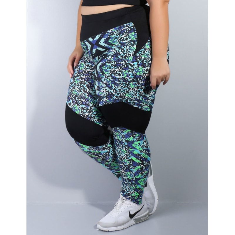 Calça Feminina Plus Size com Estampa e Costura Rebatida | Ref: 4.4.4058-3076