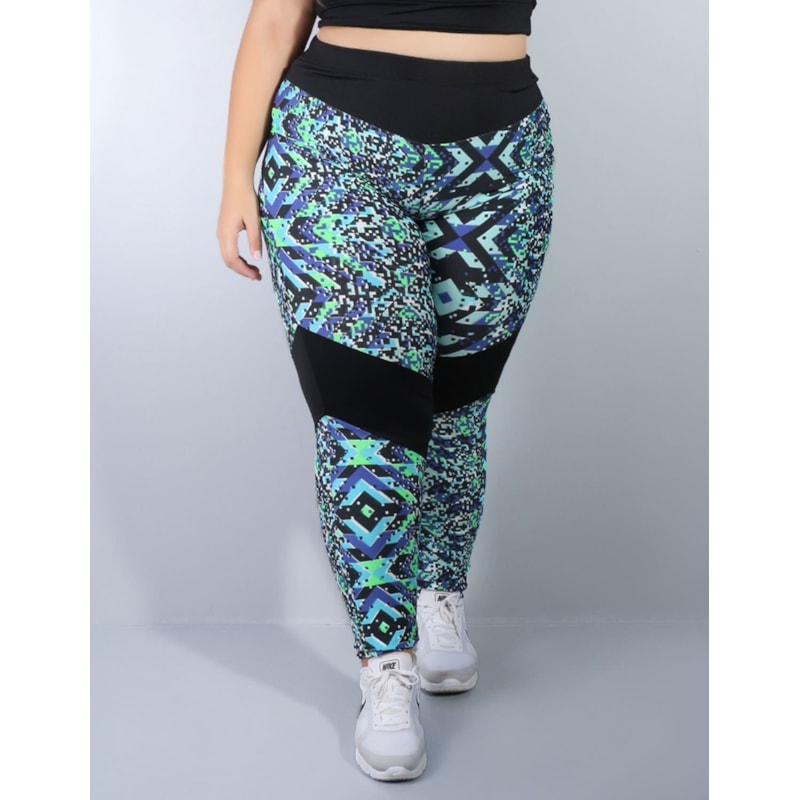 Calça Feminina Plus Size com Estampa e Costura Rebatida | Ref: 4.4.4058-3076