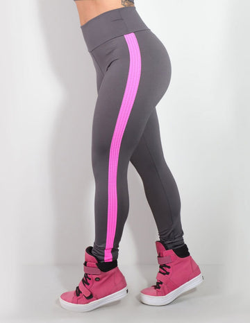 Calça Punho Grafite com Recortes de Tela de Poliamida Rosa | Ref: 4.4.4259-2821
