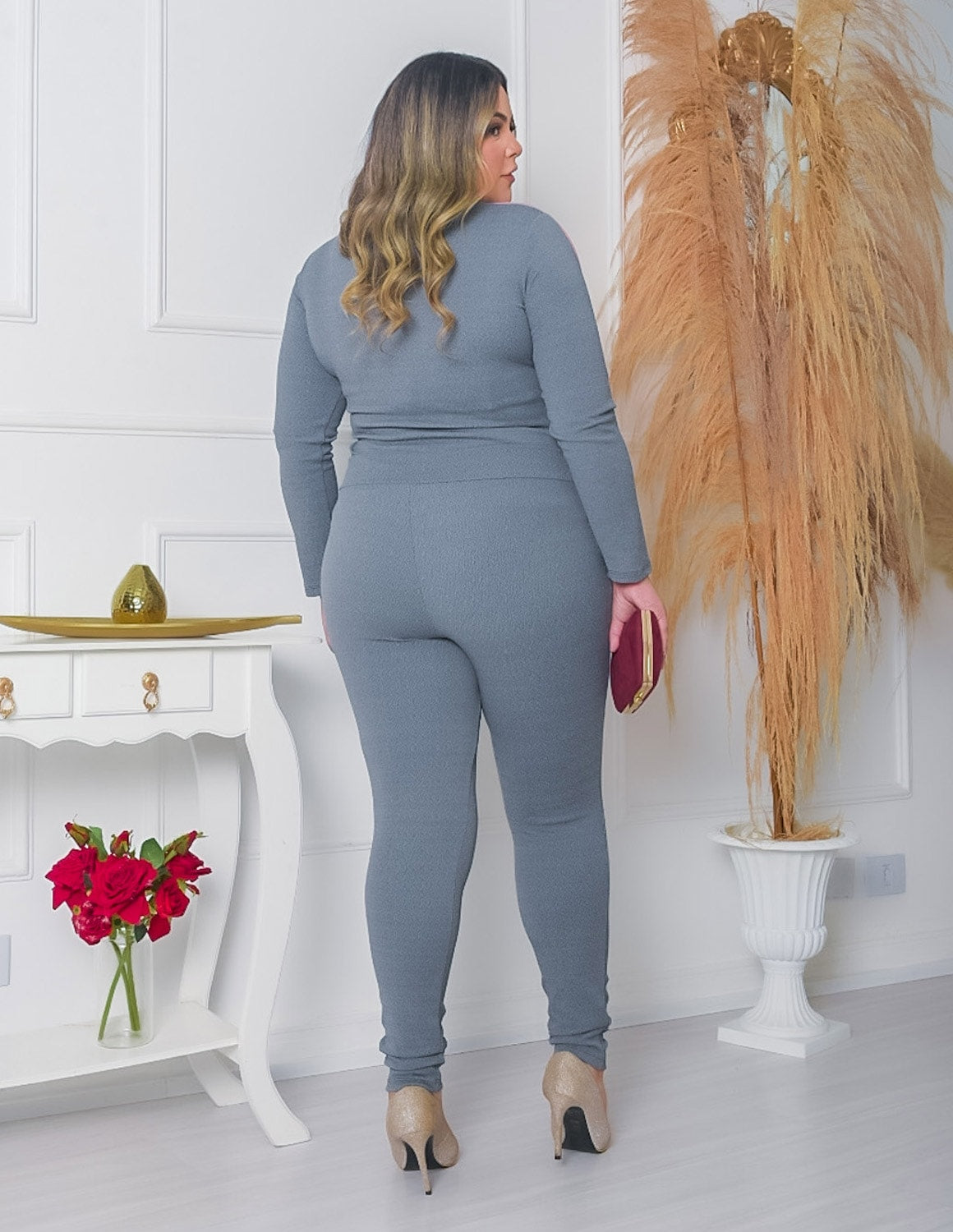 Conjunto Feminino com Calça e Blusa em Crepe de Alfaiataria | Ref: RCJ01-0319