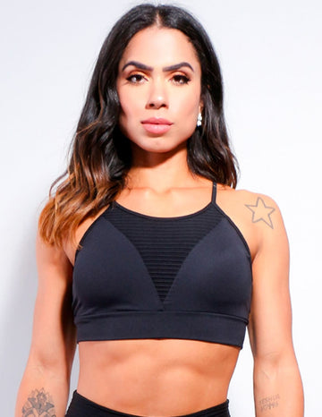 Cropped Preto em Poliamida com Bojo | Ref: 3.3.2440-01