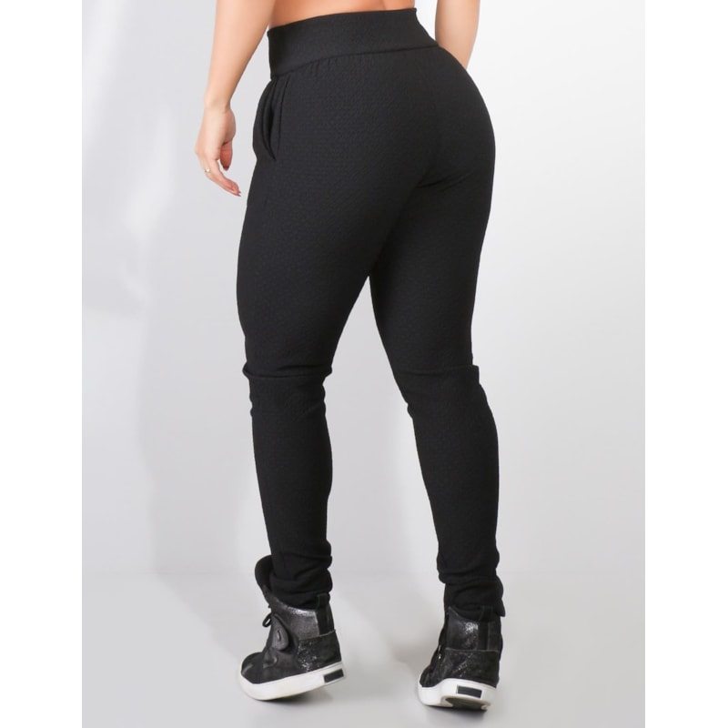 Calça Jogger Preta Texturizada com Bolsos | Ref: 3.3.2477-01
