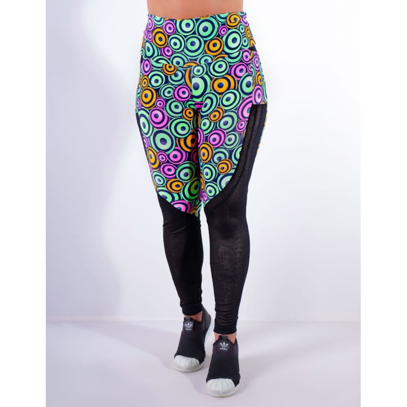 Calça Legging Estampada com Tela e Bolsos | Ref: 4.4.4170-3191