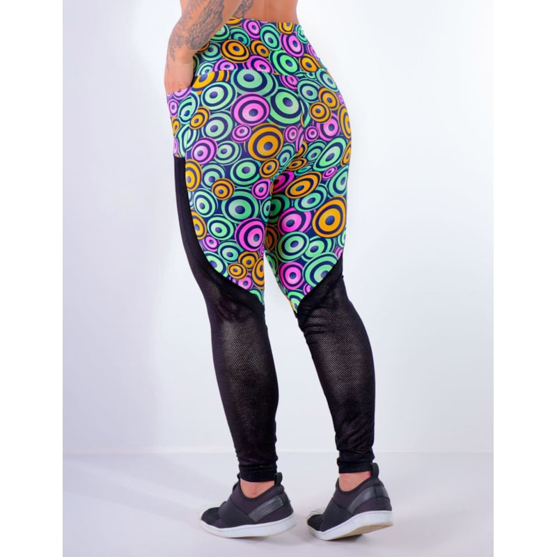 Calça Legging Estampada com Tela e Bolsos | Ref: 4.4.4170-3191