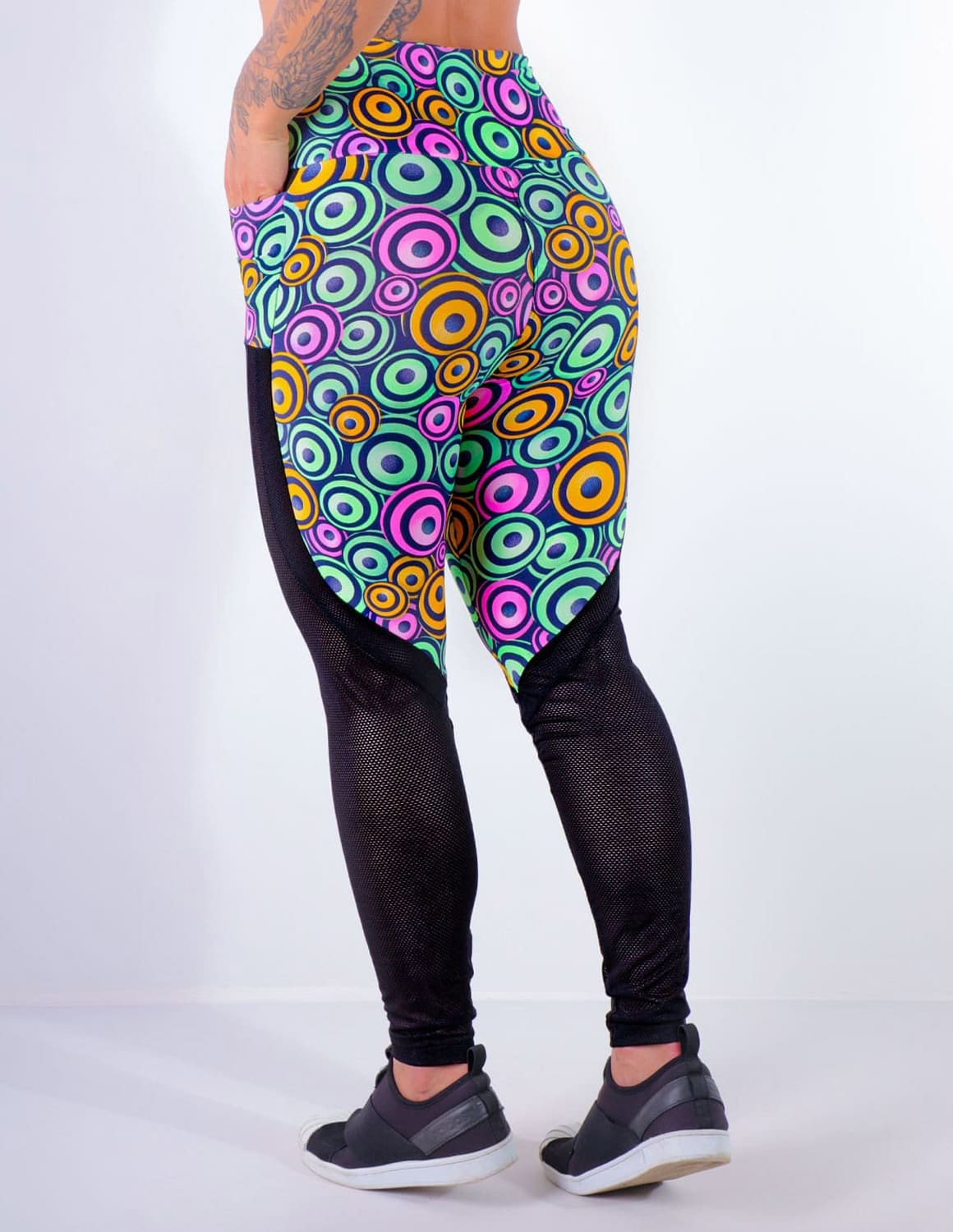 Calça Legging Estampada com Tela e Bolsos | Ref: 4.4.4170-3191