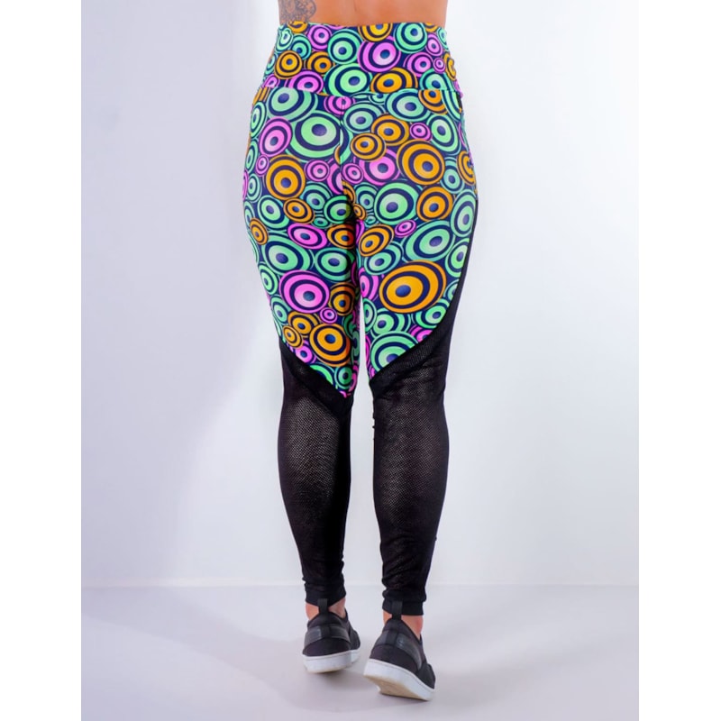 Calça Legging Estampada com Tela e Bolsos | Ref: 4.4.4170-3191