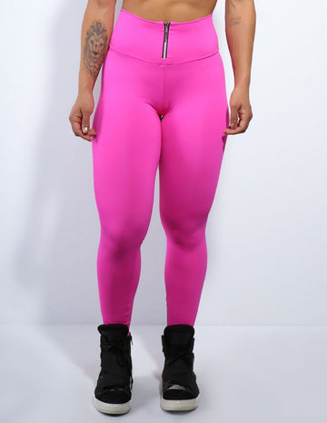 Calça Legging Rosa em Poliamida com Fecho em Zíper | Ref: 3.3.2421-07