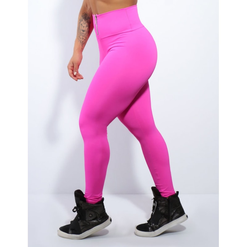 Calça Legging Rosa em Poliamida com Fecho em Zíper | Ref: 3.3.2421-07