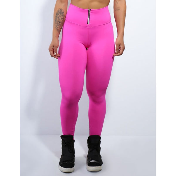 Calça Legging Rosa em Poliamida com Fecho em Zíper | Ref: 3.3.2421-07