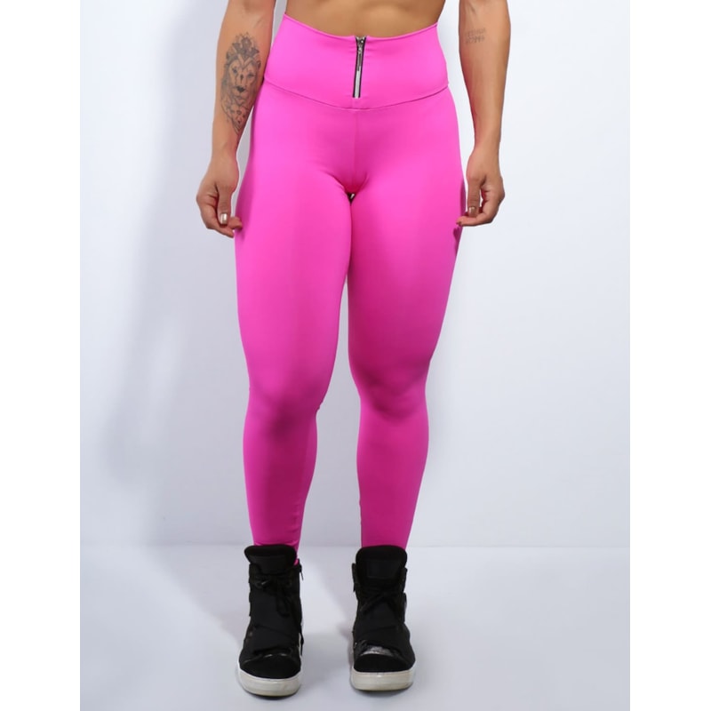 Calça Legging Rosa em Poliamida com Fecho em Zíper | Ref: 3.3.2421-07