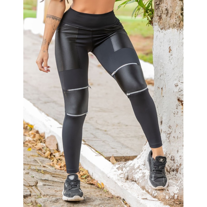 Calça Fitness em poliamida com Detalhes em Zíper e Bolsos Laterais | Ref: 3.3.2221-01