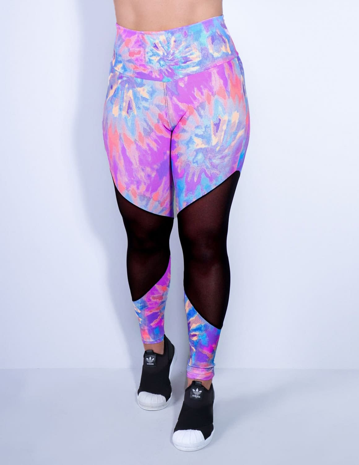 Calça Feminina Fitness Estampada com Tule Preto | Ref: 4.4.1712-3173
